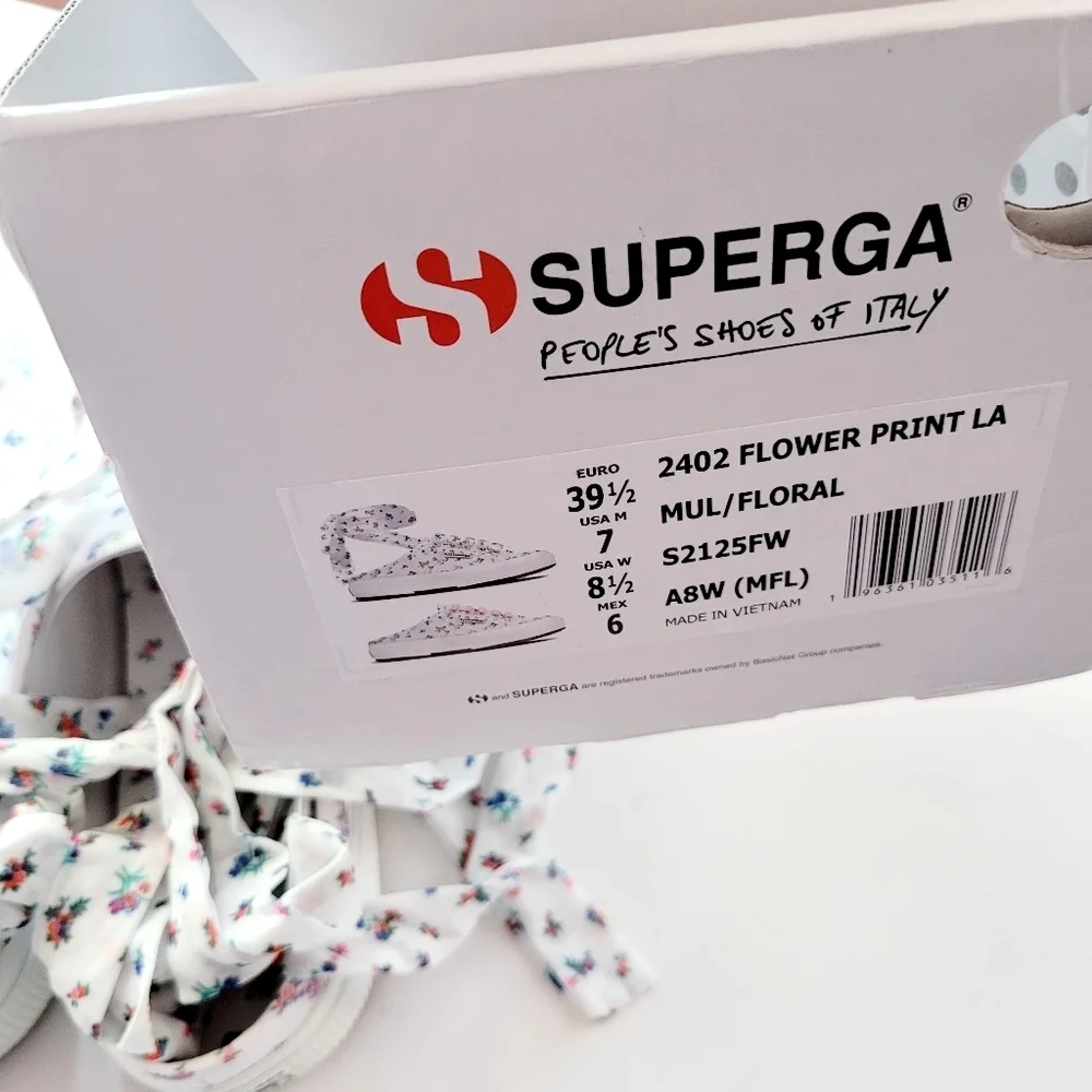 Superga 2402 Floral Ankle Tie Sneakers Size 8.5M